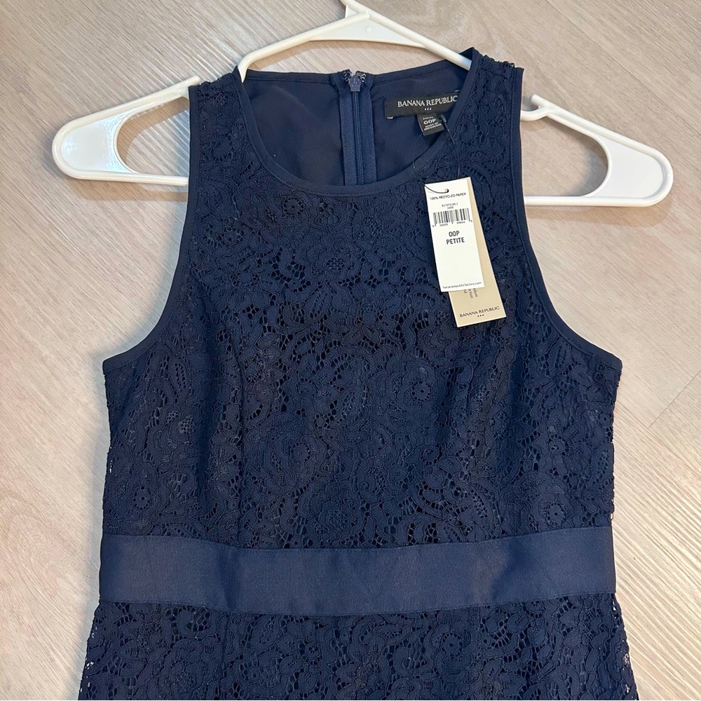 BNWT Banana Republic Factory Lace Dress, Navy, Size 00P
